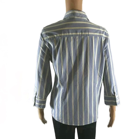 L.L Bean Blue and White Striped Button Down size L - Picture 2 of 9
